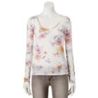 Juniors' Mudd&reg; Print Long-sleeve Tee, Girl's, Size: Medium, White Oth