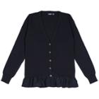 Girls 4-16 Chaps School Uniform Ruffled Cardigan Sweater, Size: 16, Blue (navy)