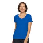 Women's Croft & Barrow&reg; Essential V-neck Tee, Size: Medium, Dark Blue
