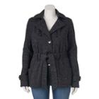 Juniors' Plus Size Sebby Hooded Fleece Trench Coat, Girl's, Size: 3xl, Black
