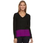 Women's Dana Buchman Pointelle High-low Sweater, Size: Large, Dark Pink