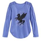 Girls 7-16 & Plus Size Mudd&reg; Pieced Lace Graphic Tee, Size: 18 1/2, Blue (navy)