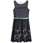 Girls 7-16 Speechless Mixed-lace Skater Dress, Size: 14, Dark Blue