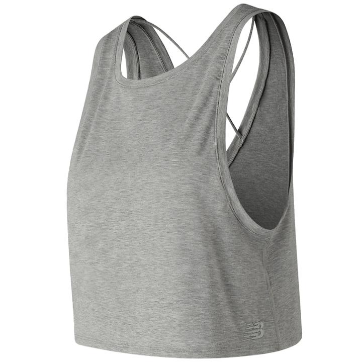Women's New Balance Two-way Convertible Crop Tank, Size: Xl, Light Grey