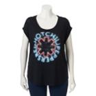 Plus Size Rock & Republic&reg; Red Hot Chili Peppers Roll-cuff Top, Women's, Size: 1xl, Black