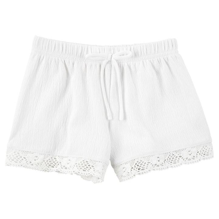 Girls 4-8 Carter's Crochet-trim Gauze Shorts, Girl's, Size: 4, White