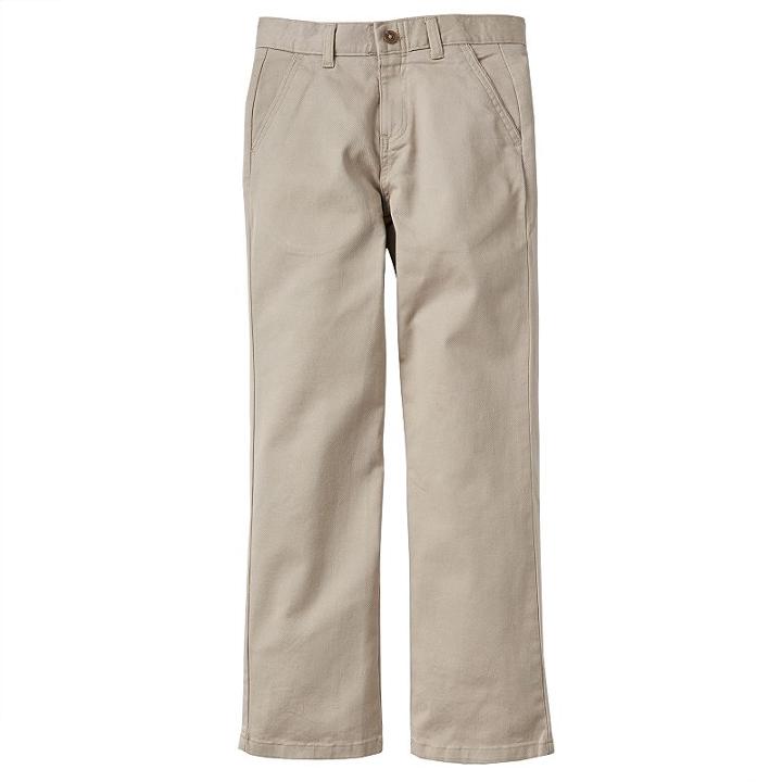 Boys 8-20 Chaps Twill Pants, Boy's, Size: 14, Beig/green (beig/khaki)