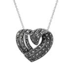 Lavish By Tjm Sterling Silver Heart Pendant - Made With Swarovski Marcasite, Women's, Size: 18, Grey