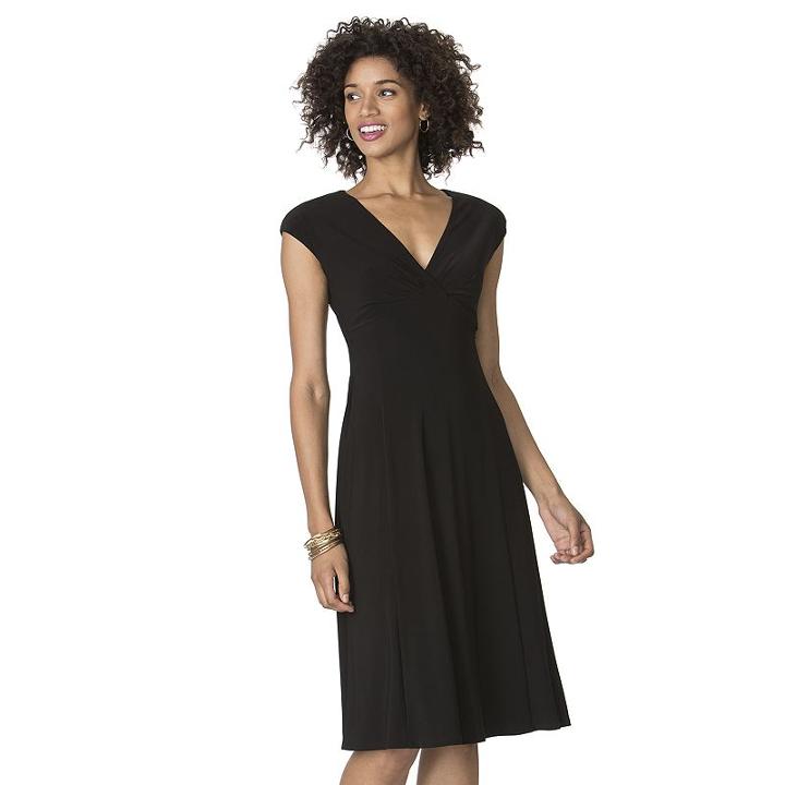 Women's Chaps Solid Empire Dress, Size: Small, Black
