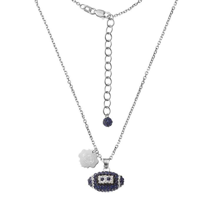 Penn State Nittany Lions Sterling Silver Team Logo & Crystal Football Pendant Necklace, Women's, Size: 18, Multicolor