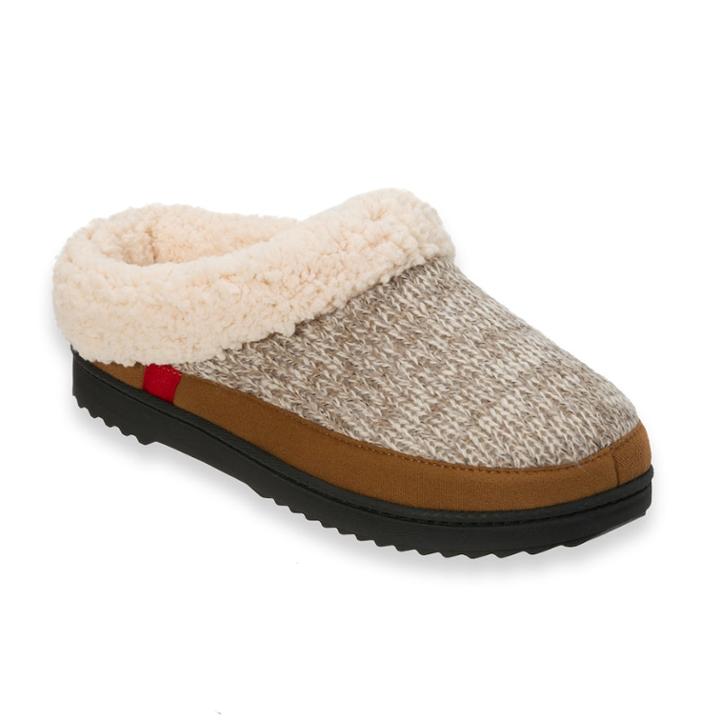 Women's Dearfoams Marled Knit Clog Slippers, Size: Small, Med Beige