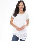 Women's Ab Studio Burnout Asymmetrical Hem Tee, Size: Small, White Oth