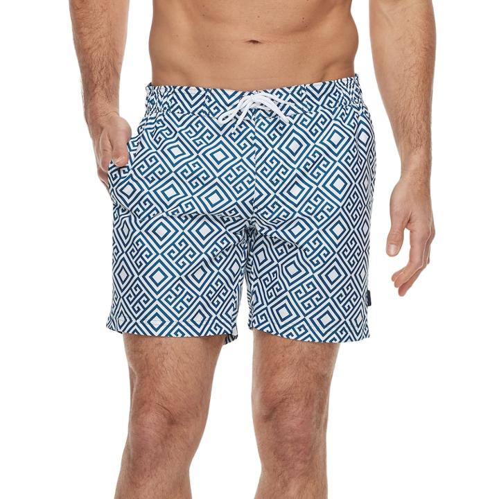 Men's Cole Patterned Hybrid Swim Trunks, Size: Medium, Blue (navy)
