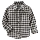 Boys 4-12 Oshkosh B'gosh&reg; Flannel Plaid Button Down Shirt, Size: 12, Black Gray Plaid