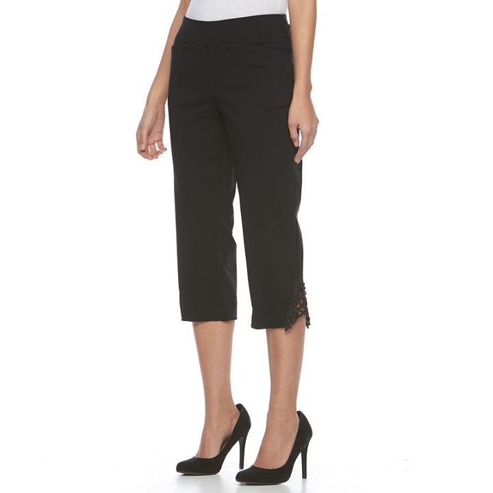 Women's Dana Buchman Lace-hem Capris, Size: Medium, Black