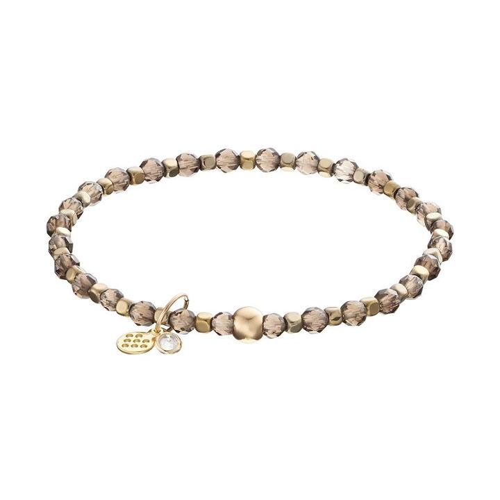 Tfs Jewelry 14k Gold Over Silver Smoky Quartz Bead Stretch Bracelet, Women's, Size: 7, Grey