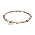 Tfs Jewelry 14k Gold Over Silver Smoky Quartz Bead Stretch Bracelet, Women's, Size: 7, Grey