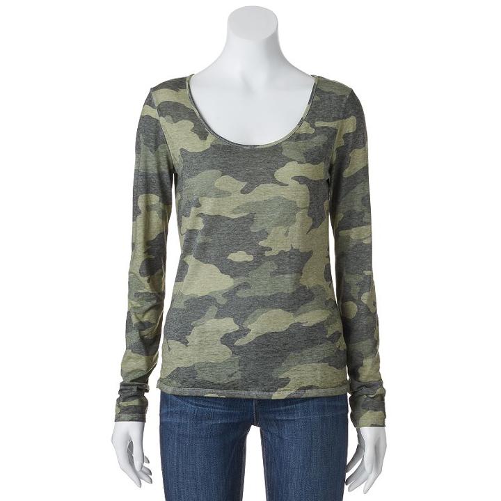 Juniors' Mudd&reg; Slim Fit Burnout Scoopneck Tee, Girl's, Size: Large, Green