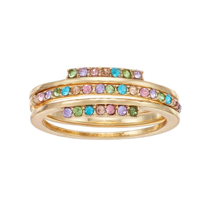 Lc Lauren Conrad Rainbow Simulated Crystal Stack Ring Set, Women's, Size: 7, Multicolor