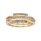 Lc Lauren Conrad Rainbow Simulated Crystal Stack Ring Set, Women's, Size: 7, Multicolor