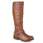 Journee Collection Women's Studded Knee-high Riding Boots, Girl's, Size: 6.5, Med Brown