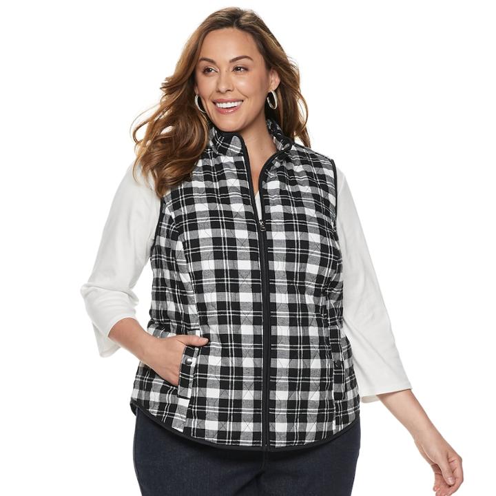 Plus Size Croft & Barrow&reg; Classic Quilted Vest, Women's, Size: 3xl, Black
