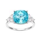 Brilliance Cushion Ring With Swarovski Crystals, Women's, Size: 9, Light Blue