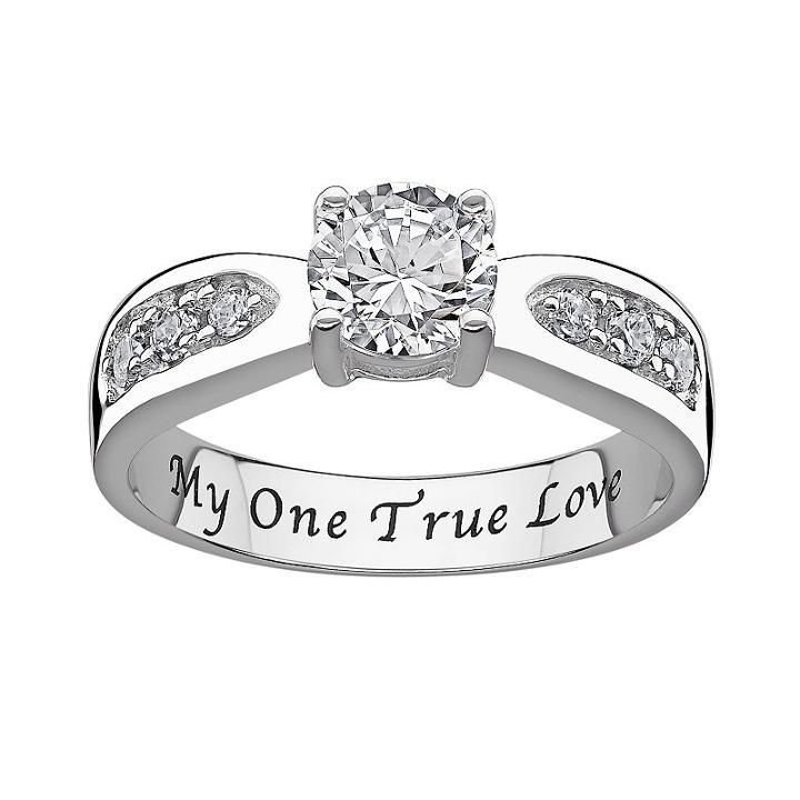 Sweet Sentiments Cubic Zirconia Engagement Ring In Sterling Silver, Women's, Size: 6, White