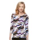 Women's Dana Buchman Printed Keyhole Top, Size: Medium, Med Purple