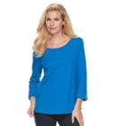 Women's Croft & Barrow&reg; Button-tab Scoopneck Tee, Size: Xl, Blue