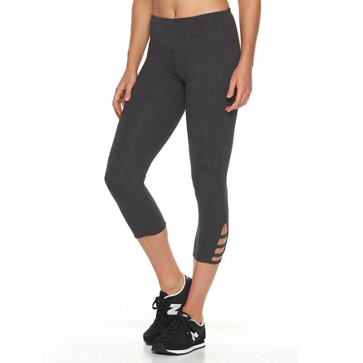 Women's Tek Gear&reg; Lattice Yoga Capris, Size: Large, Dark Grey
