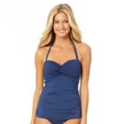 Women's Cole Of California Knot-front Bandeaukini Top, Size: Small, Blue (navy)