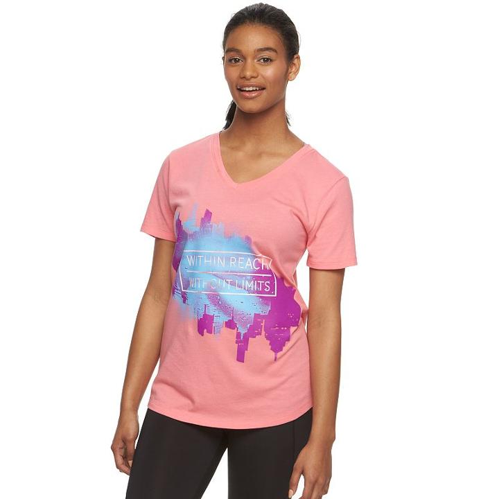 Women's Tek Gear&reg; Dry Tek V-neck Tee, Size: Xl, Brt Pink