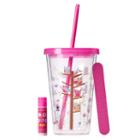 Simple Pleasures Owls Reusable Cup & Lip Balm Gift Set, Pink