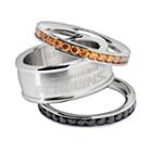Logoart Pittsburgh Penguins Stainless Steel Crystal Stack Ring Set, Women's, Size: 7, Multicolor