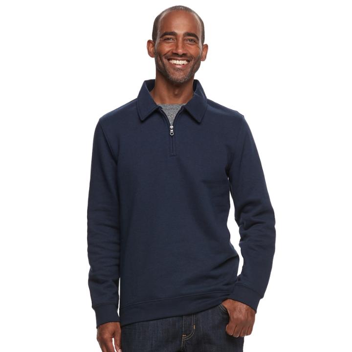 Men's Croft & Barrow&reg; Classic-fit Stretch Fleece Quarter-zip Pullover, Size: Medium, Blue