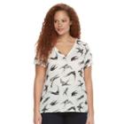 Plus Size Rock & Republic&reg; Embellished Bird Tee, Women's, Size: 3xl, White Oth