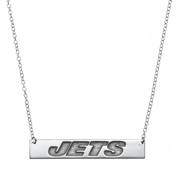 New York Jets Sterling Silver Bar Link Necklace, Women's, Size: 18, Grey