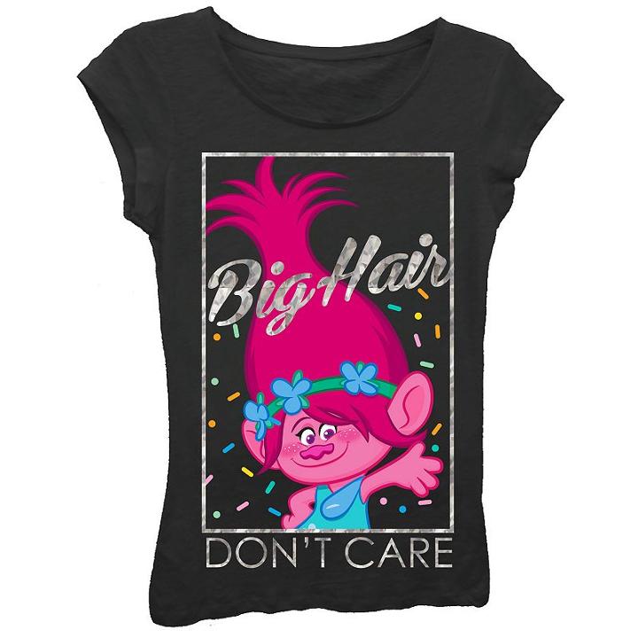 Girls 7-16 Dreamworks Trolls Poppy Big Hair Don't Care Graphic Tee, Girl's, Size: Xl, Black