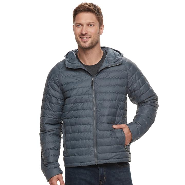 Men's Heat Keep Nano Modern-fit Packable Hooded Puffer Jacket, Size: Large, Silver