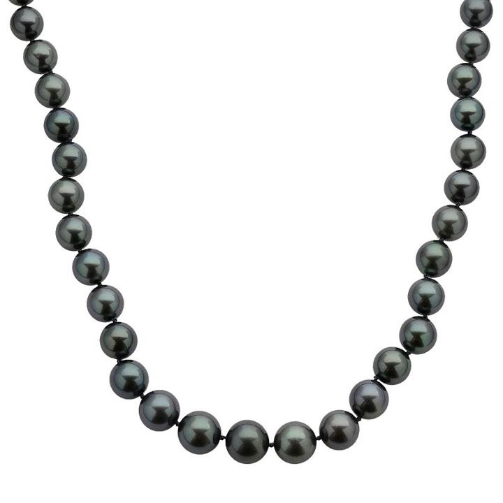 18k White Gold Tahitian Cultured Pearl Necklace (8-10.5 Mm) - 18 In, Women's, Size: 18, Black