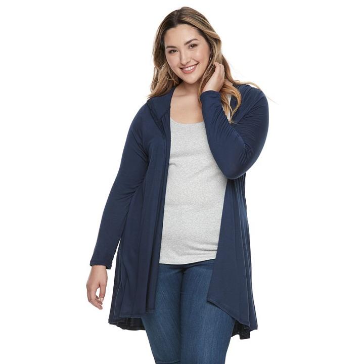 Plus Size French Laundry Hooded Flyaway Cardigan, Women's, Size: 3xl, Med Blue