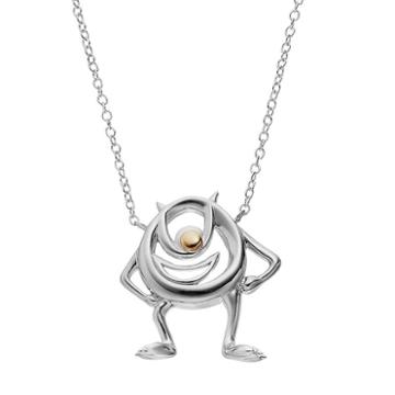 Disney / Pixar Monsters, Inc. Two Tone Sterling Silver Mike Necklace, Women's, Size: 18, Grey