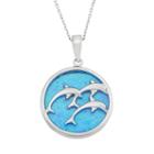 Lab-created Blue Opal Sterling Silver Triple Dolphin Pendant Necklace, Women's, Size: 18, Multicolor