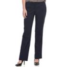 Women's Apt. 9&reg; Torie Satin Waistband Curvy Straight-leg Dress Pants, Size: 6, Blue (navy)