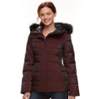 Women's Zeroxposur Faux-fur Trim Puffer Jacket, Size: Medium, Merlot