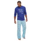 Big & Tall Jammies For Your Families Gone To The Beach Love, Santa Top & Starfish Pattern Bottoms Pajama Set, Men's, Size: Xxl Tall, Turquoise/blue (turq/aqua)