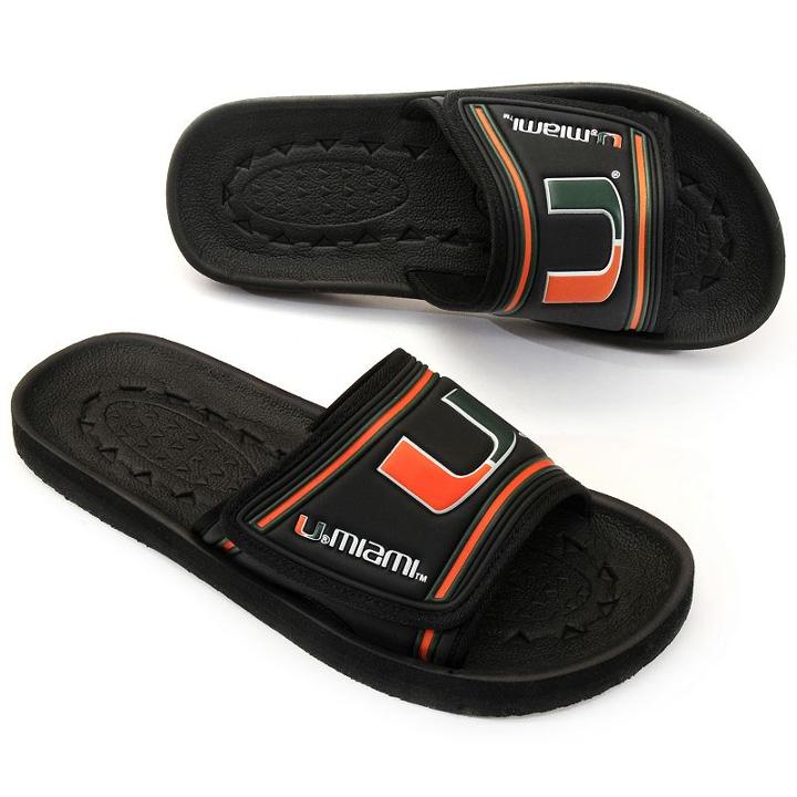 Youth Miami Hurricanes Slide Sandals, Boy's, Size: Medium, Black