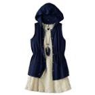 Girls 7-16 Knitworks Hooded Vest & Lace Dress Set With Necklace, Girl's, Size: 8, Blue (navy)