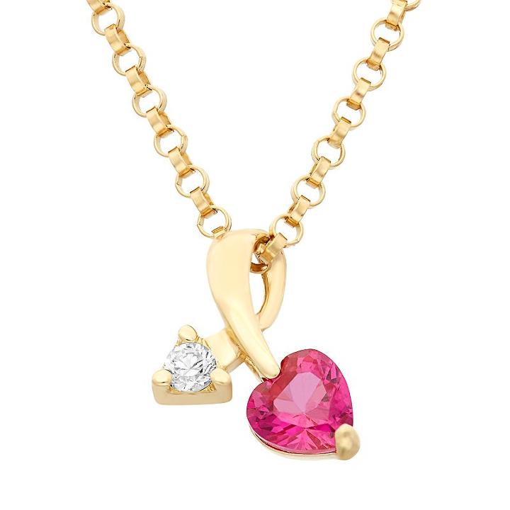 Junior Jewels Cubic Zirconia 14k Gold Heart & Arrow Pendant Necklace, Girl's, Size: 13, Red